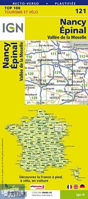 I.G.N Carte au 1-100.000ème - TOP 100 - n°121 - Nancy - Epinal - Vallée de la Moselle