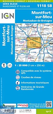 I.G.N Carte au 1-25.000ème - Série bleue - 1118 SB - Montfort sur Meu - Montauban de Bretagne