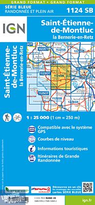 I.G.N Carte au 1-25.000ème - Série bleue - 1124 SB - Saint-Etienne de Montluc - La Bernerie en Retz