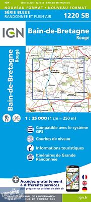 I.G.N Carte au 1-25.000ème - Série bleue - 1220 SB - Bain de Bretagne - Rougé