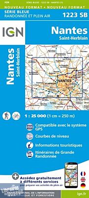 I.G.N Carte au 1-25.000ème - Série bleue - 1223SB - Nantes - Saint-Herblain