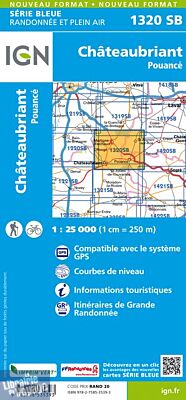 I.G.N Carte au 1-25.000ème - Série bleue - 1320 SB - Châteaubriant - Pouancé