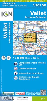 I.G.N Carte au 1-25.000ème - Série bleue - 1323 SB - Vallet - Le Loroux - Bottereau 