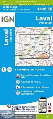 I.G.N Carte au 1-25.000ème - Série bleue - 1418 SB - Laval - Port-Brillet