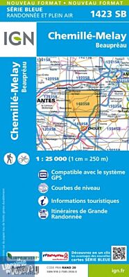 I.G.N Carte au 1-25.000ème - Série bleue - 1423 SB - Chemillé-Melay - Beaupréau