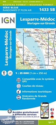 I.G.N Carte au 1-25.000ème - Série bleue - 1433 SB - Lesparre-Médoc - Mortagne-sur-Gironde