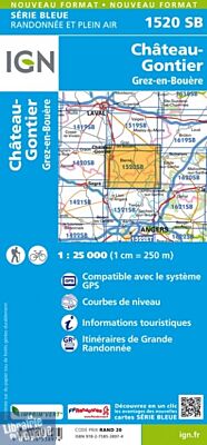 I.G.N Carte au 1-25.000ème - Série bleue - 1520 SB - Château-Gontier - Grez-en-Bouère