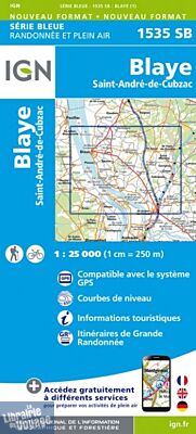 I.G.N Carte au 1-25.000ème - Série bleue - 1535 SB - Blaye - Saint-André-de-Cubzac