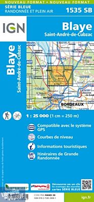 I.G.N Carte au 1-25.000ème - Série bleue - 1535 SB - Blaye - Saint-André-de-Cubzac