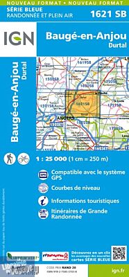 I.G.N Carte au 1-25.000ème - Série bleue - 1621 SB - Baugé en Anjou - Durtal 