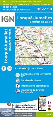I.G.N Carte au 1-25.000ème - Série bleue - 1622SB - Longué-Jumelles - Beaufort-en-Vallée