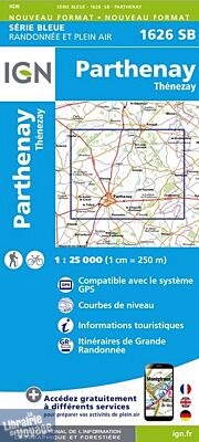 I.G.N Carte au 1-25.000ème - Série bleue - 1626 SB - Parthenbay - Thénezay