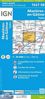 I.G.N Carte au 1-25.000ème - Série bleue - 1627 SB - Mazières-en-Gâtine - Vasles