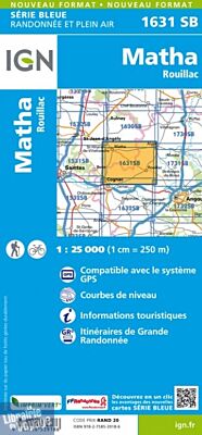 I.G.N Carte au 1-25.000ème - Série bleue - 1631 SB - Matha - Rouillac