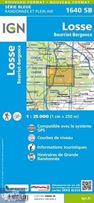 I.G.N Carte au 1-25.000ème - Série bleue - 1640 SB - Losse - Bourriot-Bergonde