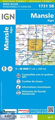 I.G.N Carte au 1-25.000ème - Série bleue - 1731 SB - Mansle - Aigre