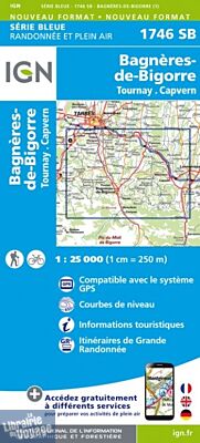 I.G.N Carte au 1-25.000ème - Série bleue - 1746 SB - Bagnères-de-Bigorre - Tournay - Capvern