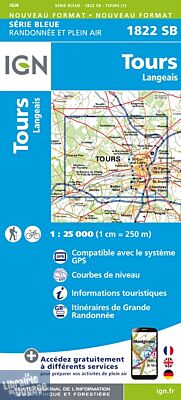 I.G.N Carte au 1-25.000ème - Série bleue - 1822 SB - Tours - Langeais