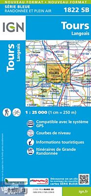 I.G.N Carte au 1-25.000ème - Série bleue - 1822 SB - Tours - Langeais