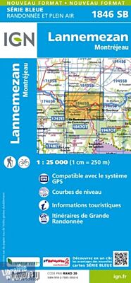 I.G.N Carte au 1-25.000ème - Série bleue - 1846 SB - Lannemezan - Montjéreau