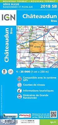 I.G.N Carte au 1-25.000ème - Série bleue - 2018 SB - Chateaudun - Brou 