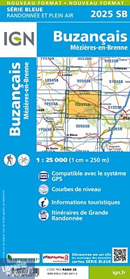 I.G.N Carte au 1-25.000ème - Série bleue - 2025 SB - Buzançais - Mésière-en-Brenne