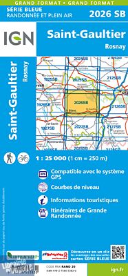 I.G.N Carte au 1-25.000ème - Série bleue - 2026 SB - St-Gaultier - Rosnay
