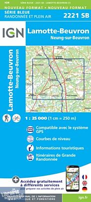 I.G.N Carte au 1-25.000ème - Série bleue - 2221 SB - Lamotte-Beuvron - Neung-sur-Beuvron