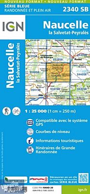 I.G.N Carte au 1-25.000ème - Série bleue - 2340 SB - Naucelle - La Salvetat Peyrales