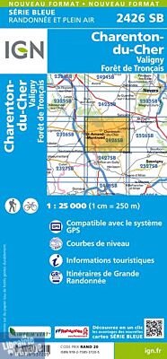 I.G.N Carte au 1-25.000ème - Série bleue - 2426 SB - Charenton du Cher - Valigny - Forêt de Tronçais