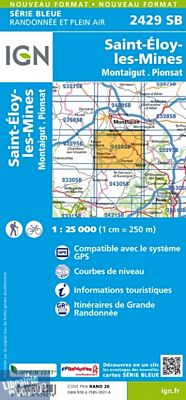 I.G.N Carte au 1-25.000ème - Série bleue - 2429 SB - Saint-Eloy-les-Mines - Montaigut - Pionsat