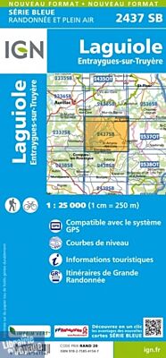 I.G.N Carte au 1-25.000ème - Série bleue - 2437 SB - Laguiole - Entraygues sur Truyère 