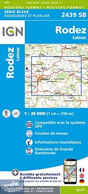 I.G.N Carte au 1-25.000ème - Série bleue - 2439 SB - Rodez - Laissac