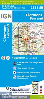 I.G.N Carte au 1-25.000ème - Série bleue - 2531 SB - Clermont-Ferrand