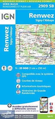 I.G.N Carte au 1-25.000ème - Série bleue - 2909 SB - Renwez - Signy l'Abbaye