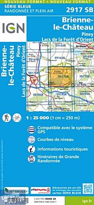I.G.N Carte au 1-25.000ème - Série bleue - 2917 SB - Bienne le Château - Piney - Lacs de la forêt d'Orient