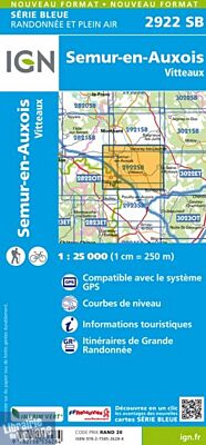 I.G.N Carte au 1-25.000ème - Série bleue - 2922 SB - Semur-en-Auxois - Vitteaux