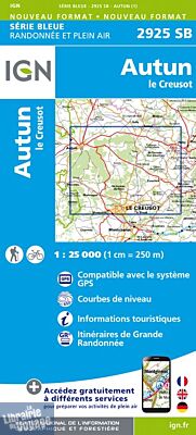 I.G.N Carte au 1-25.000ème - Série bleue - 2925 SB - Autun - Le Creusot