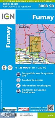 I.G.N Carte au 1-25.000ème - Série bleue - 3008 SB - Fumay