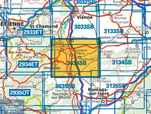 I.G.N Carte au 1-25.000ème - Série bleue - 3034SB - Serrières - Anneyron