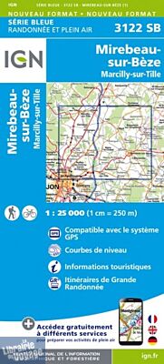 I.G.N Carte au 1-25.000ème - Série bleue - 3122 SB - Mirebeau-sur-Bèze - Marcilly-sur-Tille