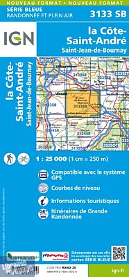 I.G.N Carte au 1-25.000ème - Série bleue - 3133 SB - La Côte-Saint-André - Saint-Jean-de-Bournay