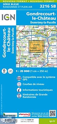 I.G.N Carte au 1-25.000ème - Série bleue - 3216 SB - Gondrecourt-le-château - Domrémy-la-Pucelle