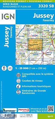 I.G.N Carte au 1-25.000ème - Série bleue - 3320 SB - Jussey - Faverney