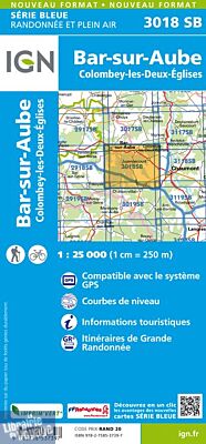I.G.N Carte au 1-25.000ème - Série bleue - 3018 SB - Bar sur Aube - Colombey les deux églises