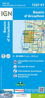 I.G.N Carte au 1-25.000ème - TOP 25 - 1337 ET - Bassin d'Arcachon
