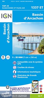 I.G.N Carte au 1-25.000ème - TOP 25 - 1337 ET - Bassin d'Arcachon
