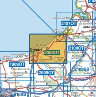 I.G.N Carte au 1-25.000ème - TOP 25 - 2008 OT - Dieppe - Eu - Forêt d'Arques