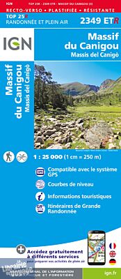 I.G.N Carte au 1-25.000ème - TOP 25 - 2349 ETR - Massif du Canigou (matière résistante)