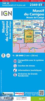 I.G.N Carte au 1-25.000ème - TOP 25 - 2349 ETR - Massif du Canigou (matière résistante)